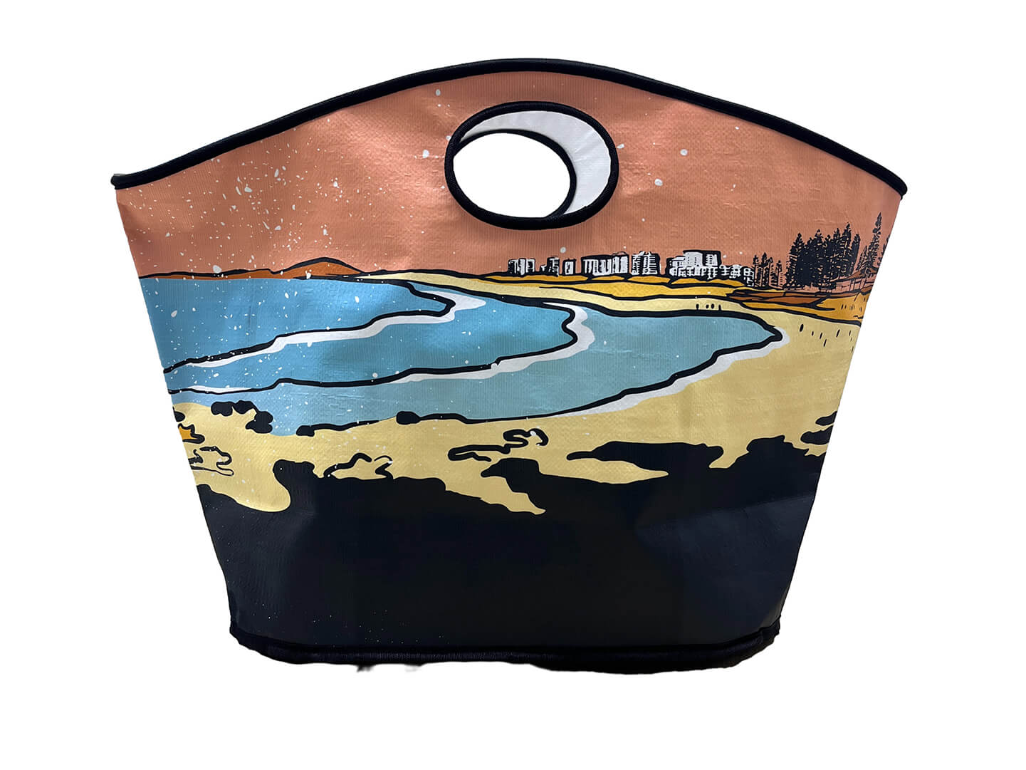 details of the custom beach bag
