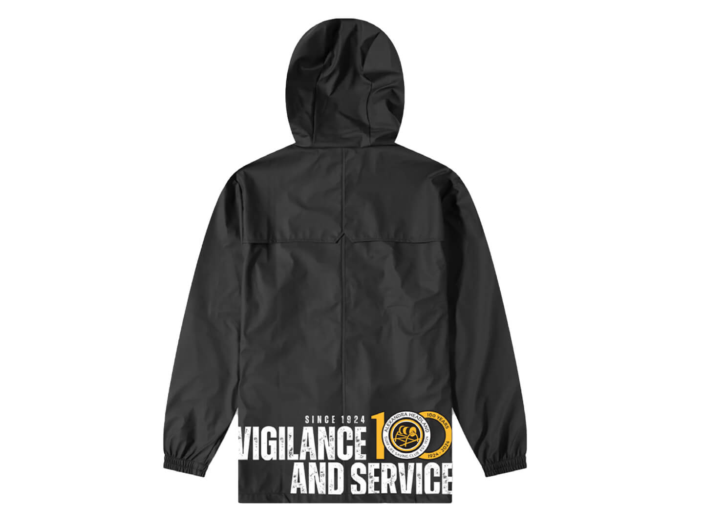 back custom rain jacket