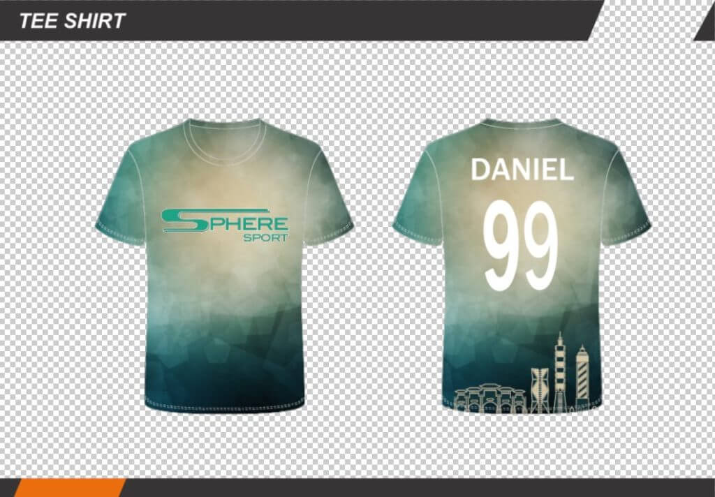 Sublimated shirt tee with background and number